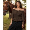 image:imageScarlet Darkness Women Renaissance Shirt Off Shoulder Bell Sleeve TopsBrown