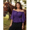 image:imageScarlet Darkness Women Renaissance Shirt Off Shoulder Bell Sleeve TopsDark Purple