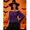 image:imageScarlet Darkness Women Renaissance Shirt Off Shoulder Bell Sleeve TopsDark Purple