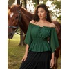 image:imageScarlet Darkness Women Renaissance Shirt Off Shoulder Bell Sleeve TopsGreen