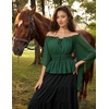 image:imageScarlet Darkness Women Renaissance Shirt Off Shoulder Bell Sleeve TopsGreen