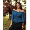 image:imageScarlet Darkness Women Renaissance Shirt Off Shoulder Bell Sleeve TopsNavy Blue