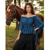 image:imageScarlet Darkness Women Renaissance Shirt Off Shoulder Bell Sleeve TopsNavy Blue