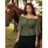 image:imageScarlet Darkness Women Renaissance Shirt Off Shoulder Bell Sleeve TopsOlive Green