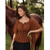 image:imageScarlet Darkness Women Renaissance Shirt Off Shoulder Bell Sleeve TopsRust