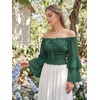image:imageScarlet Darkness Women Renaissance Shirt Off Shoulder Bell Sleeve TopsVerdant Green