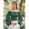 image:imageScarlet Darkness Women Renaissance Shirt Off Shoulder Bell Sleeve TopsVerdant Green