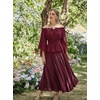 image:imageScarlet Darkness Women Renaissance Shirt Off Shoulder Bell Sleeve TopsWine