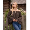 image:imageScarlet Darkness Women Renaissance Shirt Off Shoulder Pirate TopsCoffee