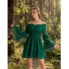 image:imageScarlet Darkness Womens Renaissance Off Shoulder Long Sleeve Mini DressEmerald Green