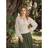 image:imageScarlet Darkness Womens Renaissance Peasant Blouse Lace Off Shoulder TopsApricot