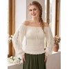 image:imageScarlet Darkness Womens Renaissance Peasant Blouse Lace Off Shoulder TopsCream
