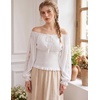 image:imageScarlet Darkness Womens Renaissance Peasant Blouse Lace Off Shoulder TopsIvory White