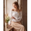 image:imageScarlet Darkness Womens Renaissance Peasant Blouse Lace Off Shoulder TopsIvory White