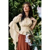 image:imageScarlet Darkness Womens Renaissance Shirt Ruffle Sleeve Off The Shoulder Peplum Blouse Peasant Dressy TopApricot