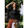 image:imageScarlet Darkness Womens Renaissance Shirt Ruffle Sleeve Off The Shoulder Peplum Blouse Peasant Dressy TopBlack