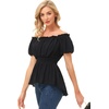 image:imageScarlet Darkness Womens Renaissance Shirt Short Sleeve Peplum Top Off Shoulder Peasant Pirate BlouseBlack