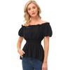 image:imageScarlet Darkness Womens Renaissance Shirt Short Sleeve Peplum Top Off Shoulder Peasant Pirate BlouseBlack
