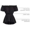 image:imageScarlet Darkness Womens Renaissance Shirt Short Sleeve Peplum Top Off Shoulder Peasant Pirate BlouseBlack