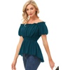 image:imageScarlet Darkness Womens Renaissance Shirt Short Sleeve Peplum Top Off Shoulder Peasant Pirate BlouseDeep Peacock Blue