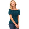 image:imageScarlet Darkness Womens Renaissance Shirt Short Sleeve Peplum Top Off Shoulder Peasant Pirate BlouseDeep Peacock Blue