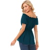 image:imageScarlet Darkness Womens Renaissance Shirt Short Sleeve Peplum Top Off Shoulder Peasant Pirate BlouseDeep Peacock Blue