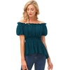image:imageScarlet Darkness Womens Renaissance Shirt Short Sleeve Peplum Top Off Shoulder Peasant Pirate BlouseDeep Peacock Blue