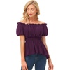 image:imageScarlet Darkness Womens Renaissance Shirt Short Sleeve Peplum Top Off Shoulder Peasant Pirate BlouseDeep Purple