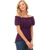 image:imageScarlet Darkness Womens Renaissance Shirt Short Sleeve Peplum Top Off Shoulder Peasant Pirate BlouseDeep Purple