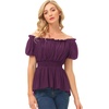 image:imageScarlet Darkness Womens Renaissance Shirt Short Sleeve Peplum Top Off Shoulder Peasant Pirate BlouseDeep Purple