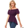 image:imageScarlet Darkness Womens Renaissance Shirt Short Sleeve Peplum Top Off Shoulder Peasant Pirate BlouseDeep Purple