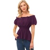 image:imageScarlet Darkness Womens Renaissance Shirt Short Sleeve Peplum Top Off Shoulder Peasant Pirate BlouseDeep Purple