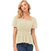 image:imageScarlet Darkness Womens Renaissance Shirt Short Sleeve Peplum Top Off Shoulder Peasant Pirate BlouseLight Apricot