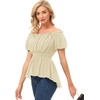 image:imageScarlet Darkness Womens Renaissance Shirt Short Sleeve Peplum Top Off Shoulder Peasant Pirate BlouseLight Apricot