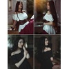 image:imageScarlet Darkness Womens Renaissance Shirt Short Sleeve Peplum Top Off Shoulder Peasant Pirate BlouseWhite