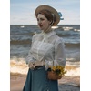 image:imageScarlet Darkness Womens Victorian Lace Tops Polka Dot Button Down Long Sleeve ShirtWhite