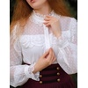 image:imageScarlet Darkness Womens Victorian Lace Tops Polka Dot Button Down Long Sleeve ShirtWhite