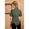image:imageScarlet Darkness Womens Work Tops Elegant Short Sleeve Victorian BlouseArmy Green
