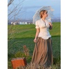 image:imageScarlet Darkness Womens Work Tops Elegant Short Sleeve Victorian BlouseBeige