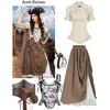 image:imageScarlet Darkness Womens Work Tops Elegant Short Sleeve Victorian BlouseBeige
