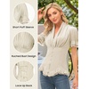 image:imageScarlet Darkness Womens Work Tops Elegant Short Sleeve Victorian BlouseBeige