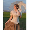 image:imageScarlet Darkness Womens Work Tops Elegant Short Sleeve Victorian BlouseBeige