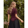 image:imageScarlet Darkness Womens Work Tops Elegant Short Sleeve Victorian BlouseBurgundy