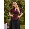 image:imageScarlet Darkness Womens Work Tops Elegant Short Sleeve Victorian BlouseBurgundy