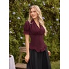 image:imageScarlet Darkness Womens Work Tops Elegant Short Sleeve Victorian BlouseBurgundy