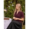 image:imageScarlet Darkness Womens Work Tops Elegant Short Sleeve Victorian BlouseBurgundy