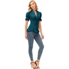 image:imageScarlet Darkness Womens Work Tops Elegant Short Sleeve Victorian BlouseDeep Peacock Blue