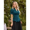 image:imageScarlet Darkness Womens Work Tops Elegant Short Sleeve Victorian BlouseDeep Peacock Blue