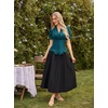 image:imageScarlet Darkness Womens Work Tops Elegant Short Sleeve Victorian BlouseDeep Peacock Blue