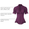 image:imageScarlet Darkness Womens Work Tops Elegant Short Sleeve Victorian BlouseEggplant Purple